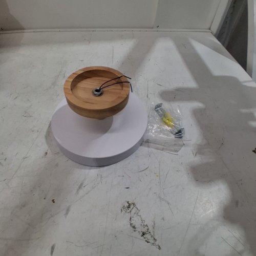 CQCYD ROUND CEILING LIGHT FIXTURE - WHITE/NATURAL WOOD image 2