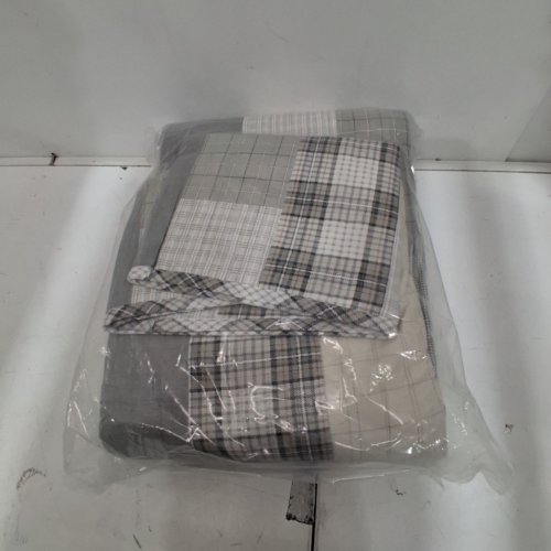 3PC EDDIE BAUER HOME FAIRVIEW COTTON REVERSIBLE QUILT/SHAM SET - TWIN, GREY (MODEL: 200403) image 4
