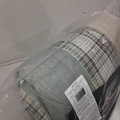 3PC EDDIE BAUER HOME FAIRVIEW COTTON REVERSIBLE QUILT/SHAM SET - TWIN, GREY (MODEL: 200403) image 5