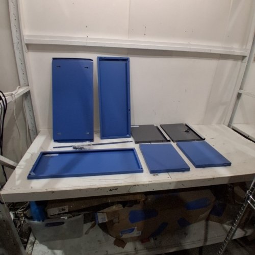 LARBANKE METAL WALL CABINET WITH LOCKS - 26" X 10.2" X 13.7" - BLUE/GREY image 2