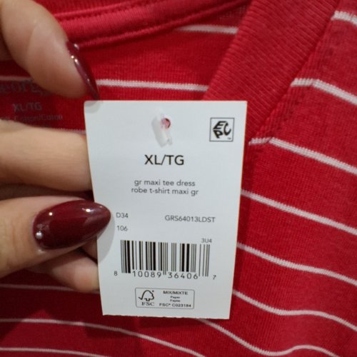 WOMEN'S GEORGE STRIPED MAXI TEE DRESS - EXTRA LARGE - RED/WHITE (STYLE: GRS64013LDST) image 3