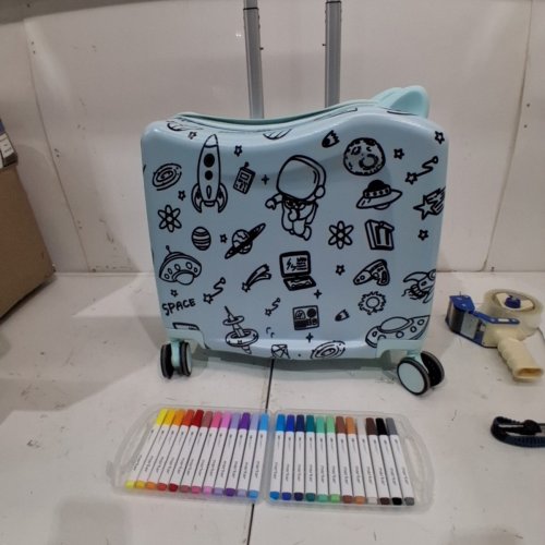 SMILESUN KIDS RIDE ON CARRY ON LUGGAGE WITH WATER INK MARKERS - 20" - BLUE (MODEL:US890303MG00) image 4