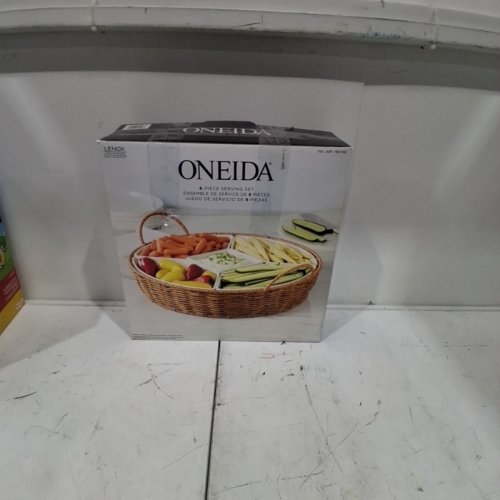 5PC ONEIDA BY LENOX SERVING SET - 16.34" X 15.12" X 5.12" - WHITE/ RATTAN (MODEL: 1901792) image 3