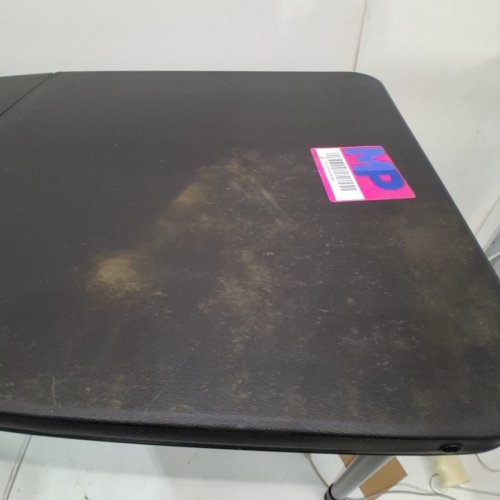 MAINSTAYS PLASTIC ADJUSTABLE HEIGHT FOLD-IN-HALF FOLDING TABLE - 6FT- BLACK image 2