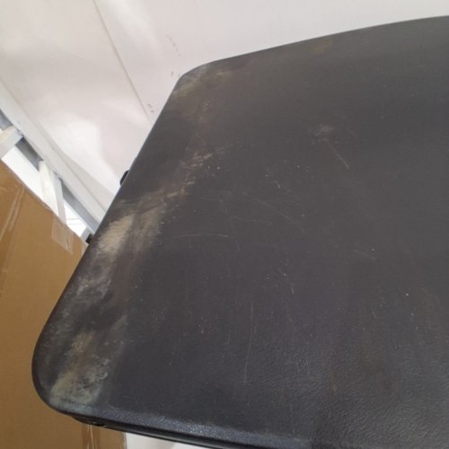 MAINSTAYS PLASTIC ADJUSTABLE HEIGHT FOLD-IN-HALF FOLDING TABLE - 6FT- BLACK image 3