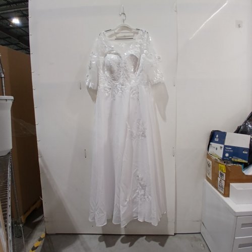 WOMEN'S BRIDAL WEDDING STYLE LACE FORMAL DRESS - 16W - WHITE image 3