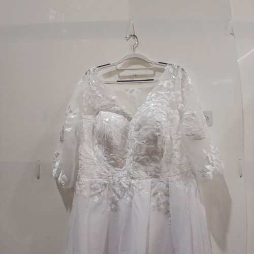 WOMEN'S BRIDAL WEDDING STYLE LACE FORMAL DRESS - 16W - WHITE image 4