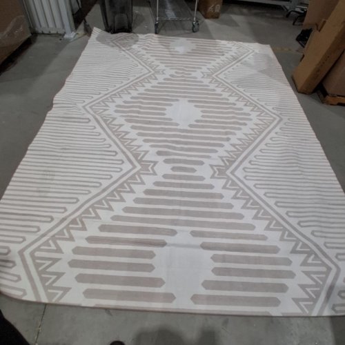 INDOOR GEOMETRIC STRIPED AREA RUG - 9FT X 12FT - CREAM/BEIGE image 2