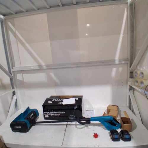 L1NXIXI CORDLESS BATTERY OPERATED ELECTRIC SNOW SHOVEL WITH DIRECTIONAL PLATE - 100W/10" - BLACK/BLUE image 3