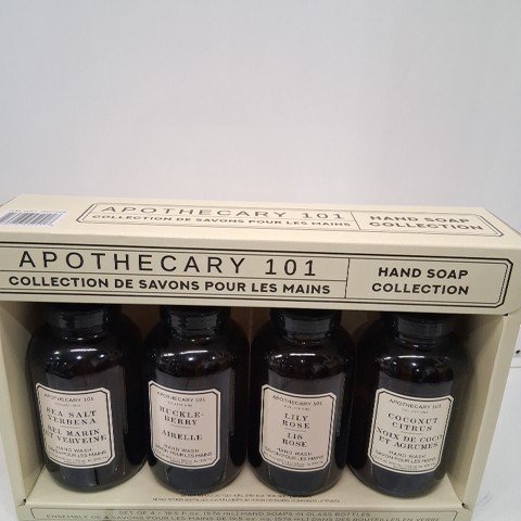 4PC APOTHECARY 101 COLLECTIONS HAND WASH SET - COCONUT CITRUS/HUCKLEBERRY/LILY ROSE/SEA SALT VERBENA - 19.5OZ (576ML EACH) (MODEL: 2027209) image 2