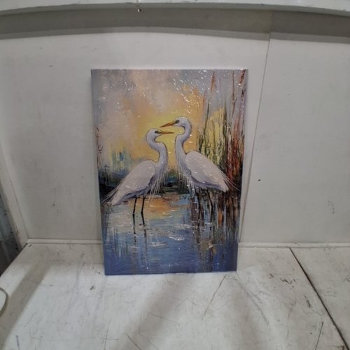 LZIMU BLUE HERON CANVAS WALL ART - 24" X 16" image 2