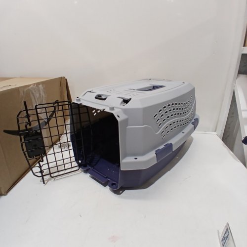 AMAZON BASICS 2-DOOR PET CARRIER - 19" - GREY/BLUE image 2