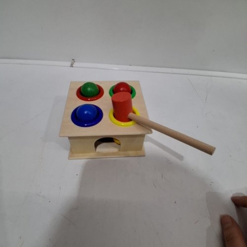 6PC EDUCATIONAL WOODEN HAMMERING BOX TOY - MULTICOLOURED image 3