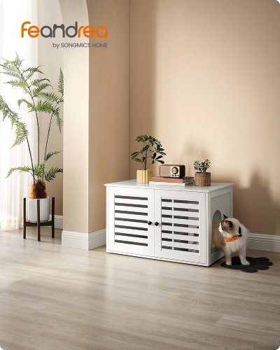FEANDREA CAT LITTER BOX ENCLOSURE - 31.5" X 20.9" X 19.4" - WHITE (MODEL: PCL003W01S) image 2