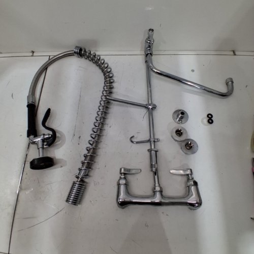 COMMERCIAL INDUSTRIAL FAUCET WITH SPRAYER, ADJUSTABLE CENTER & ADD-ON SWING SPOUT - 25" - CHROME image 2