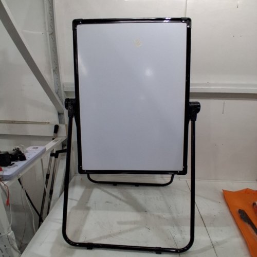 HEIGHT ADJUSTABLE MAGNETIC FLIP CHART WHITEBOARD - 30" X 24" - WHITE/BLACK image 2