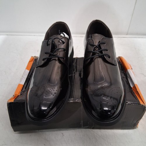 MEN'S LACE-UP OXFORD DRESS SHOES - SIZE 11 - GLOSSY BROWN/BLACK (STYLE: 7703) image 2