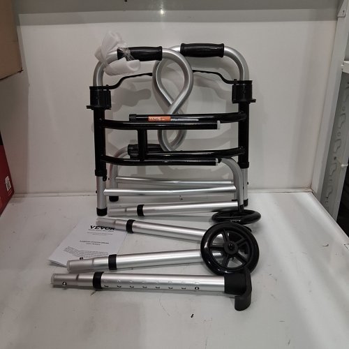 FOLDING WALKER STAND WITH ADJUSTABLE HEIGHT & WIDTH HOLDS 450LB - SILVER/BLACK - (MODEL:FBL860516) image 2