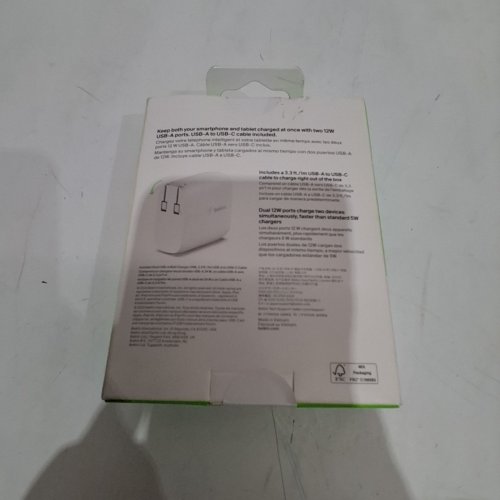 2PC - BELKIN DUAL PORT USB WALL CHARGER WITH USB-C CABLE - WHITE image 3