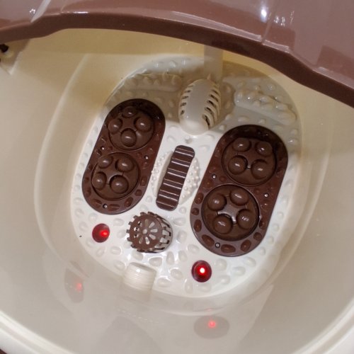 COSTWAY PORTABLE ELECTRIC FOOT SPA MASSAGER TUB WITH HEAT & SHOWER EFFECT - BEIGE / BROWN (MODEL: EP24368BN) image 3