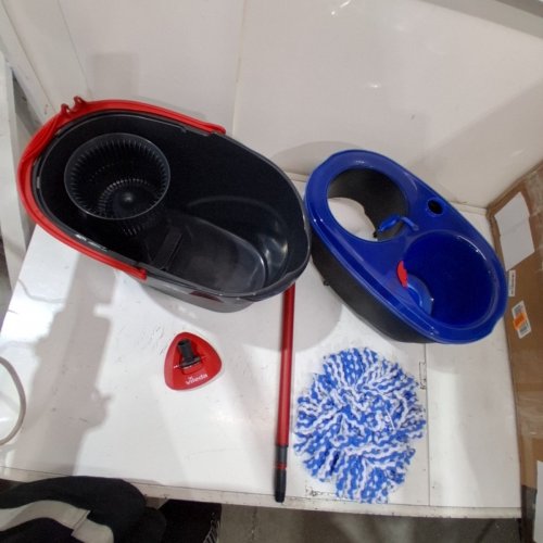 VILEDA EASYWRING RINSECLEAN SPIN MOP & BUCKET SYSTEM WITH REUSABLE MICROFIBER MOPHEAD & EXTENDABLE HANDLE - BLUE/GREY (MODEL: 168467) image 3