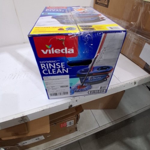 VILEDA EASYWRING RINSECLEAN SPIN MOP & BUCKET SYSTEM WITH REUSABLE MICROFIBER MOPHEAD & EXTENDABLE HANDLE - BLUE/GREY (MODEL: 168467) image 4