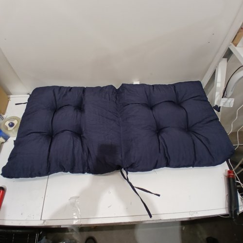 OUTDOOR TUFTED SEAT/BACK CHAIR CUSHION - 20" X 42" - BLUE image 2