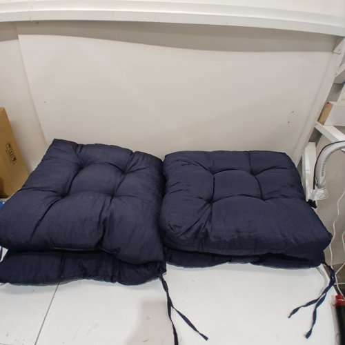 OUTDOOR TUFTED SEAT/BACK CHAIR CUSHION - 20" X 42" - BLUE image 3