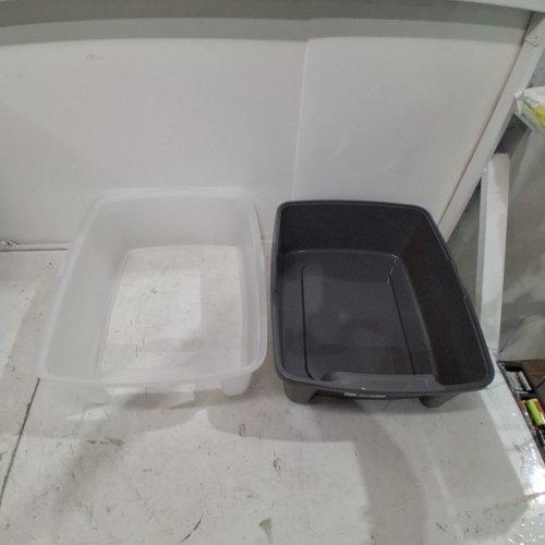IRIS OPEN TOP CAT LITTER BOX WITH SHIELD & SCOOP -15" X 19" -GREY image 2
