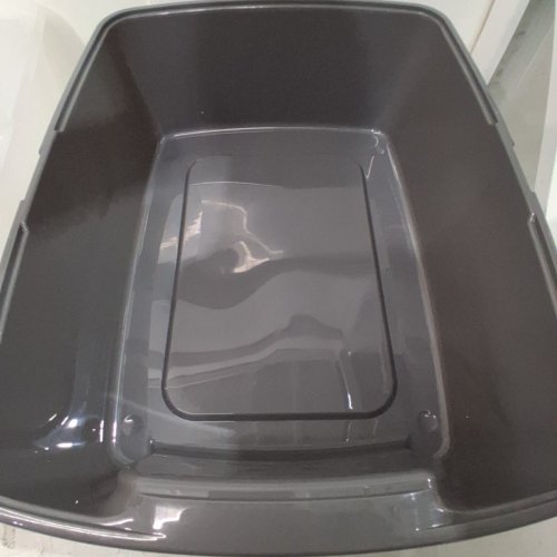 IRIS OPEN TOP CAT LITTER BOX WITH SHIELD & SCOOP -15" X 19" -GREY image 3