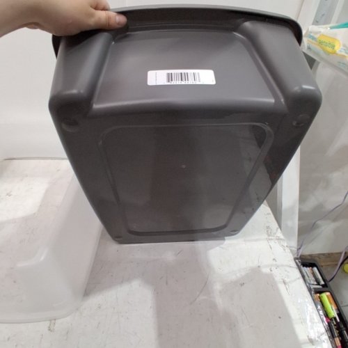 IRIS OPEN TOP CAT LITTER BOX WITH SHIELD & SCOOP -15" X 19" -GREY image 4