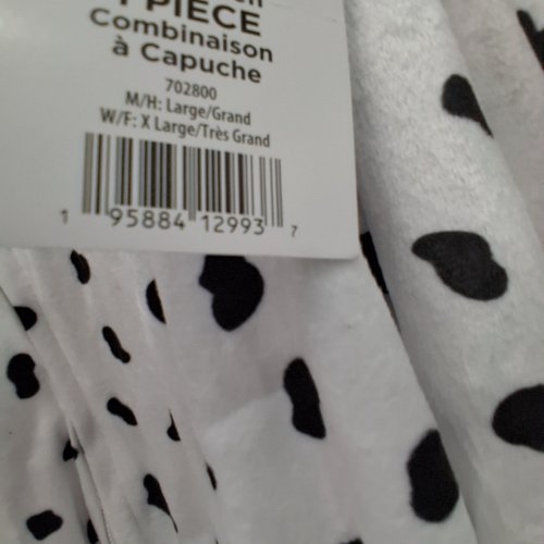 UNISEX ADULT HOODED DALMATIAN JUMPSUIT - MEN'S LARGE / WOMEN'S EXTRA LARGE - WHITE / BLACK (STYLE: 702800) image 2