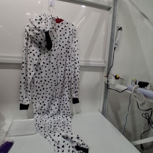 UNISEX ADULT HOODED DALMATIAN JUMPSUIT - MEN'S LARGE / WOMEN'S EXTRA LARGE - WHITE / BLACK (STYLE: 702800) image 3