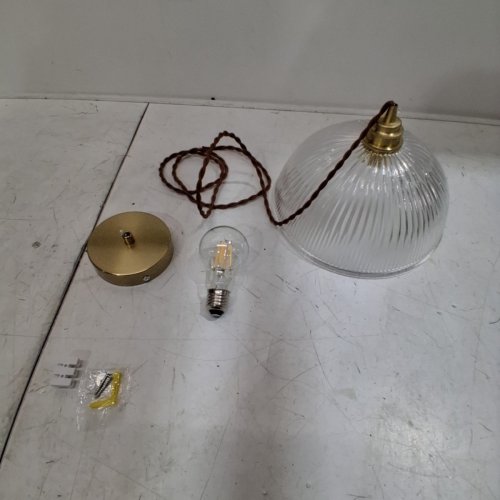 PENDANT LIGHT FIXTURE - BRASS AND CLEAR GLASS image 2