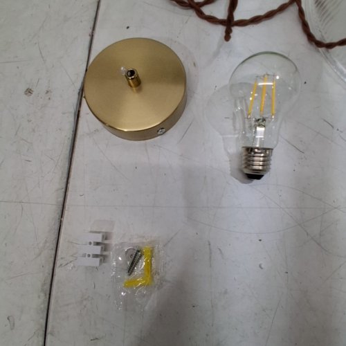 PENDANT LIGHT FIXTURE - BRASS AND CLEAR GLASS image 3