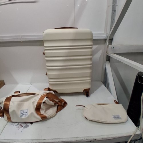 3PC LONG VACATION HARDSHELL LUGGAGE/ SUITCASES SET - 26" - WHITE/BROWN - (MODEL: LUGGAGELV402) image 2
