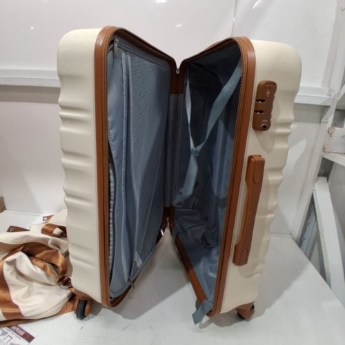 3PC LONG VACATION HARDSHELL LUGGAGE/ SUITCASES SET - 26" - WHITE/BROWN - (MODEL: LUGGAGELV402) image 3