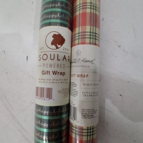 2 ASSORTED SOULAR AND HEARTH & HAND WITH MAGNOLIA HOLIDAY GIFT PAPER - 20SQ.FT/30SQ.FT - GREEN/RED YELLOW PLAID image 4