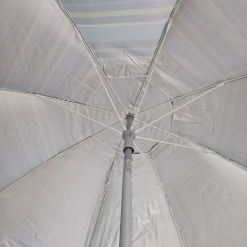 BEACH UMBRELLA WITH BUILT-IN TABLE - 7FT - BLUE/WHITE/TEAL image 5