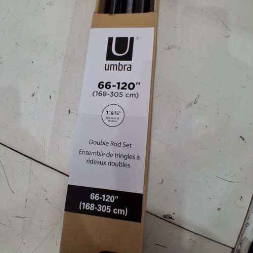 UMBRA CAPPA DOUBLE-DRAPERY CURTAIN ROD SET - 66"-120" - BRUSHED BLACK image 4