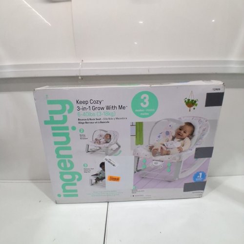 INGENUITY KEEP COZY 3-IN-1 GROW WITH ME VIBRATING BABY BOUNCER SEAT & ROCKER - 6-40LBS - PINK/GREY (MODEL: 12909) image 4