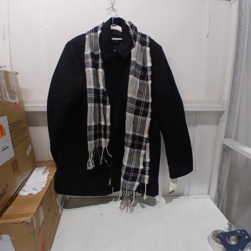 2PC MENS DOCKERS COAT & SCARF - MEDIUM - BLACK/BLUE/TAUPE (STYLE: DM6RP357) image 2