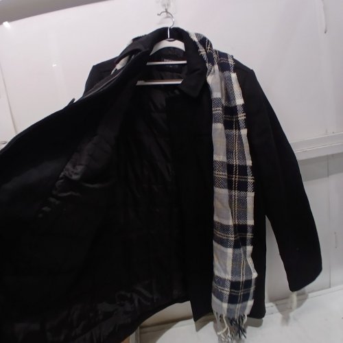 2PC MENS DOCKERS COAT & SCARF - MEDIUM - BLACK/BLUE/TAUPE (STYLE: DM6RP357) image 4