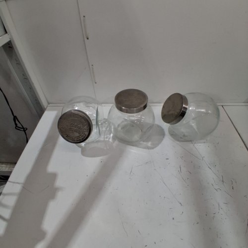 3PC MASON GLASS JARS WITH METAL LIDS - 2.85L - CLEAR / SILVER image 2
