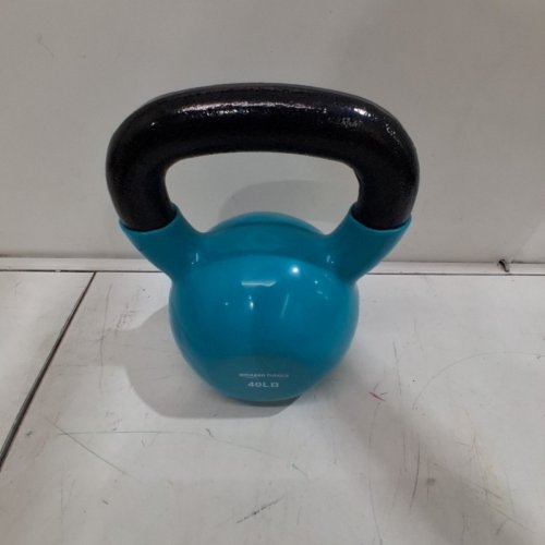 AMAZONBASICS VINYL COATED KETTLEBELL WEIGHT - 40LB - TEAL BLUE/BLACK (MODEL: IR92007-40LB) image 2