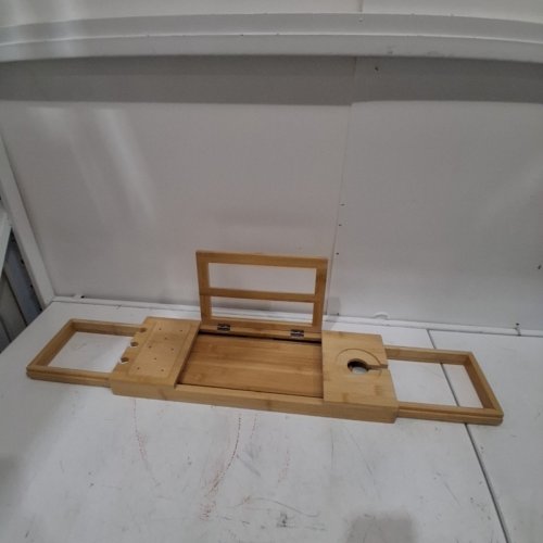 UTOPLIKE BATHTUB CADDY TRAY WITH ADJUSTABLE ARMS -33.5" -BAMBOO image 2