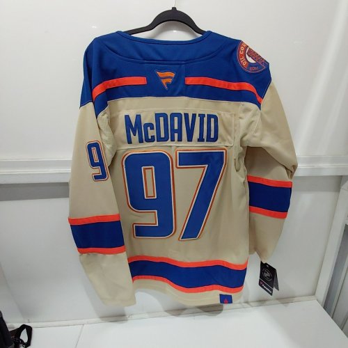 FANATICS EDMONTON OILERS CONNOR MCDAVID ALTERNATIVE PREMIUM CAPTAIN HOCKEY JERSEY - XXL - BLUE / ORANGE / CREAM image 4
