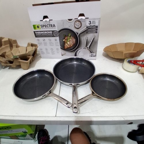 3PC GREENPAN SPECTRA HYBRID CERAMIC NON-STICK SKILLET SET - 8" | 10" | 12" - GREY (MODEL: 1901845) image 2