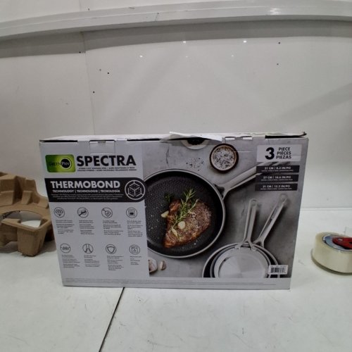 3PC GREENPAN SPECTRA HYBRID CERAMIC NON-STICK SKILLET SET - 8" | 10" | 12" - GREY (MODEL: 1901845) image 3