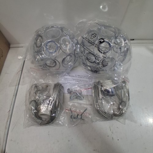 2PK ROUND CRYSTAL PLUG-IN PENDANT LIGHTS - 8"D - SILVER image 5
